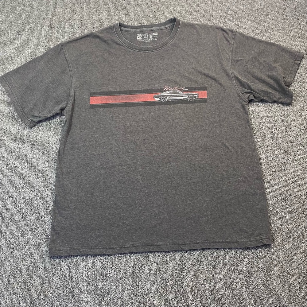 Newport Blue Men's Graphic T-Shirt Dark Gray Red Classic Muscle Car Mustang XXL